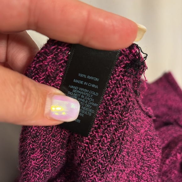 Express Women's Heather Magenta Knit Sweater bat wing 1/2 sleeve ribbed size M - Picture 6 of 9